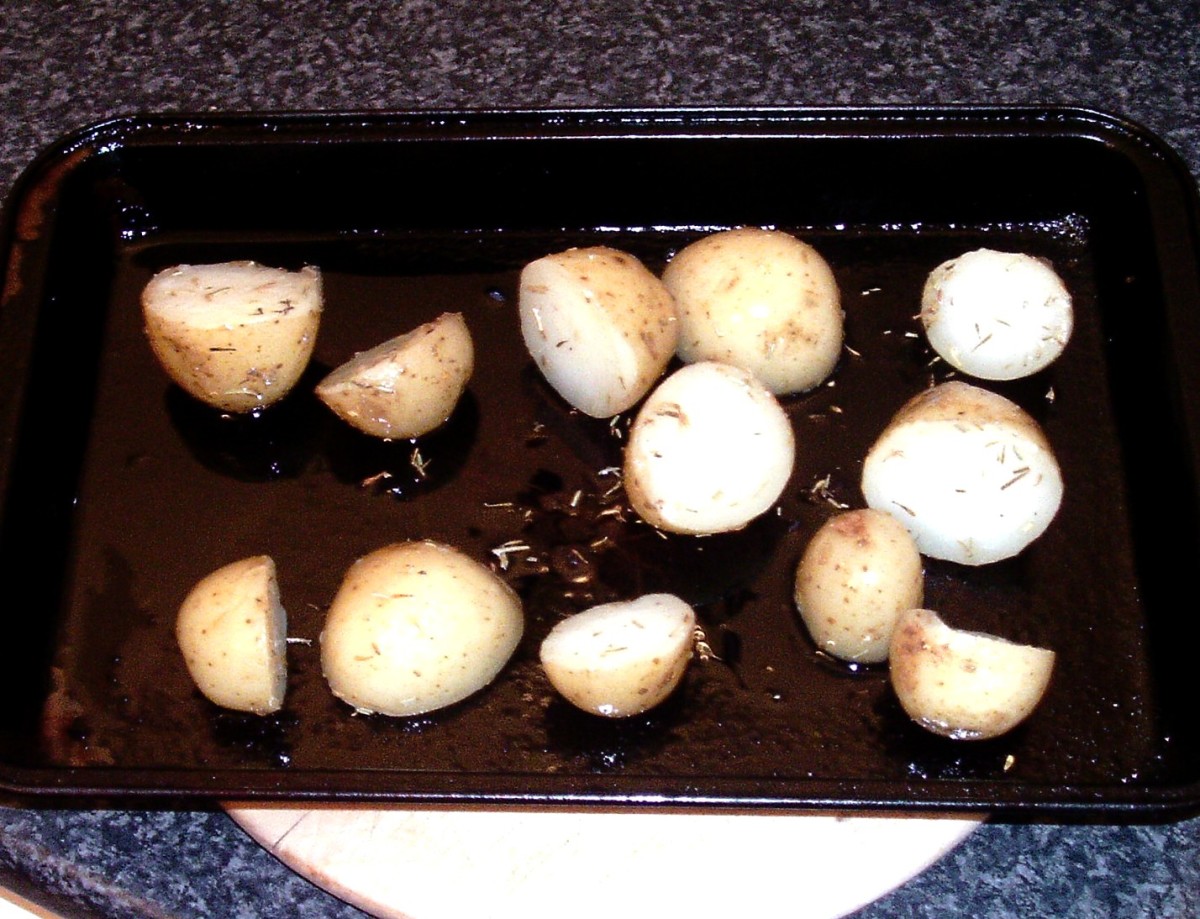 Potatoes ready for roasting