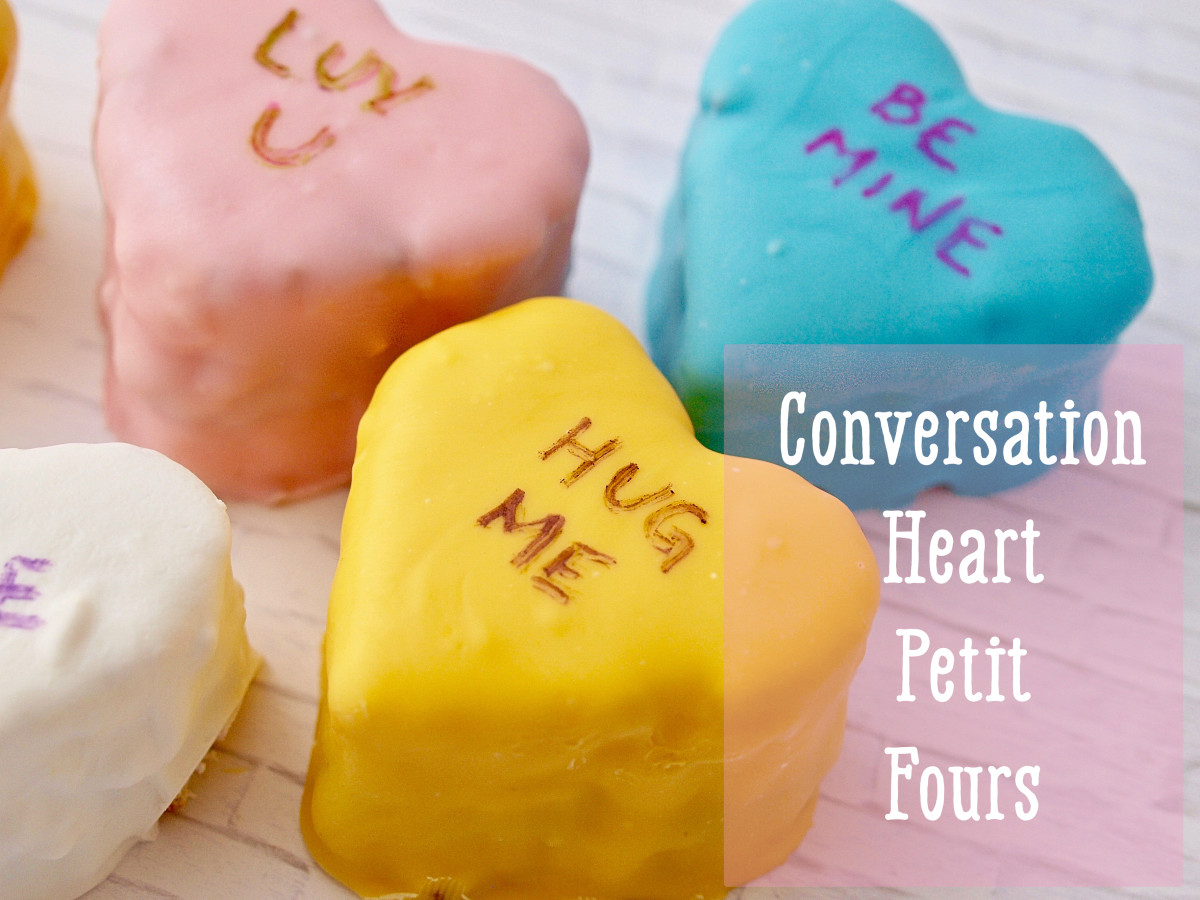 Conversation Heart Petit Fours for Valentine's Day