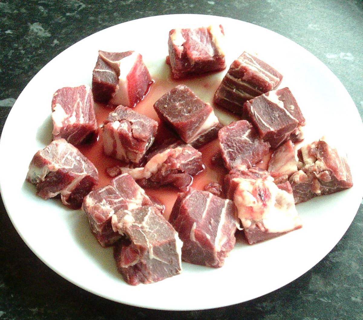 Diced goat meat