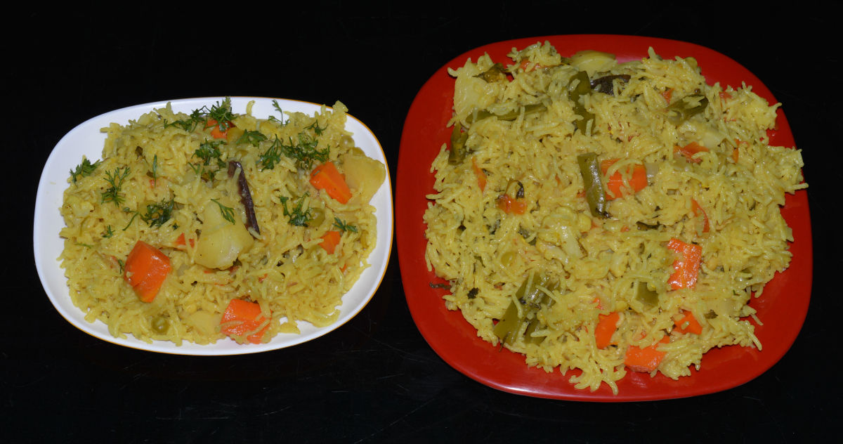 Vegetable tahari (vegetable rice cooked with curds)