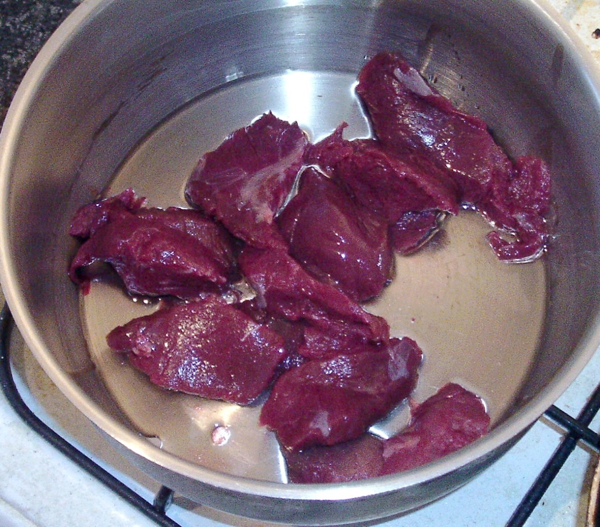 Add diced kangaroo meat to warmed oil