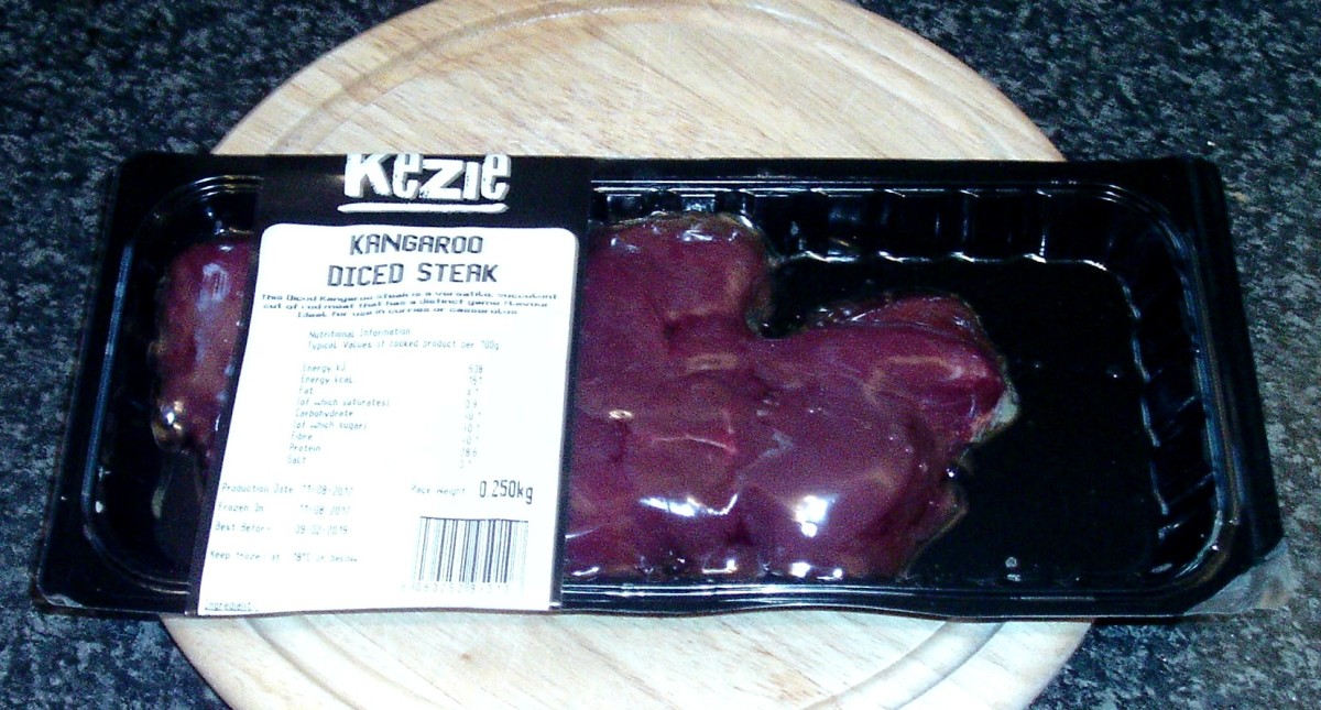 Diced kangaroo steak