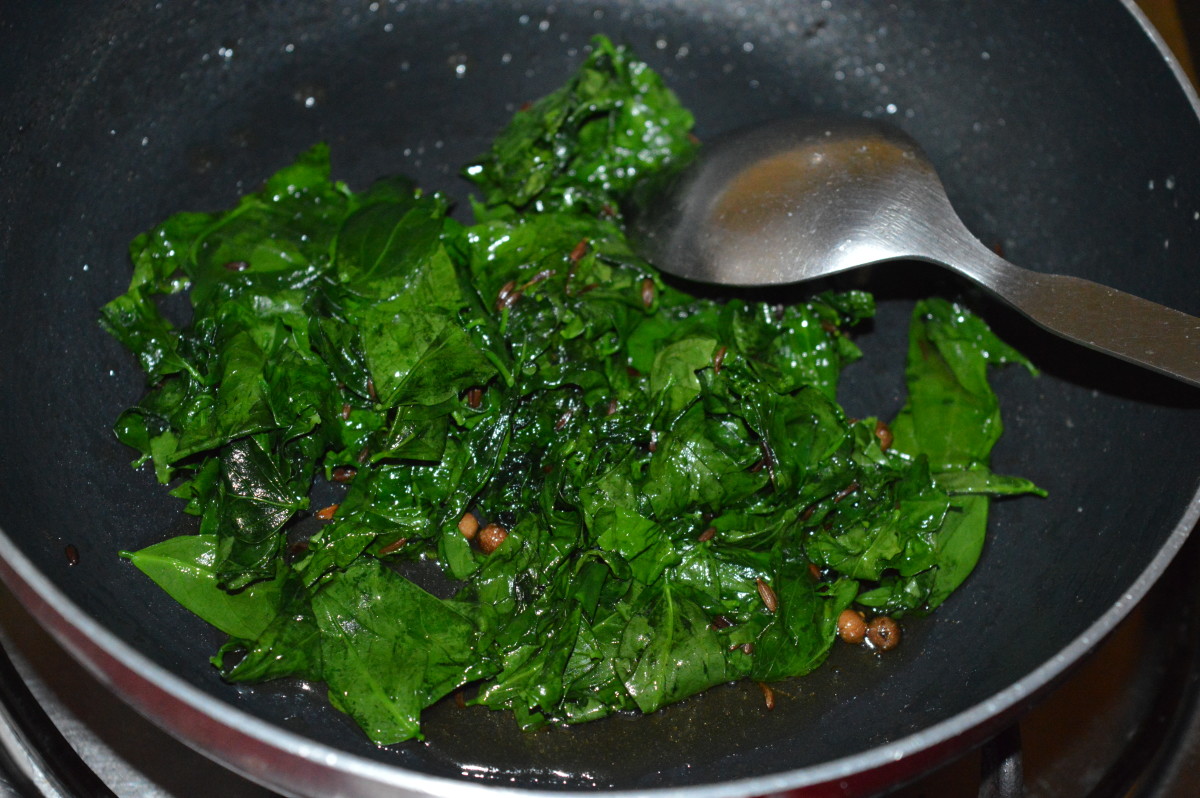 leafy greens in a pan