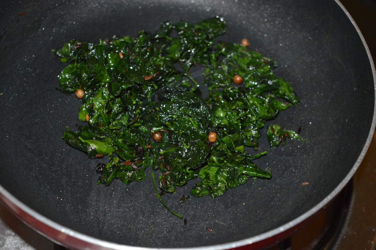 leafy greens in a pan