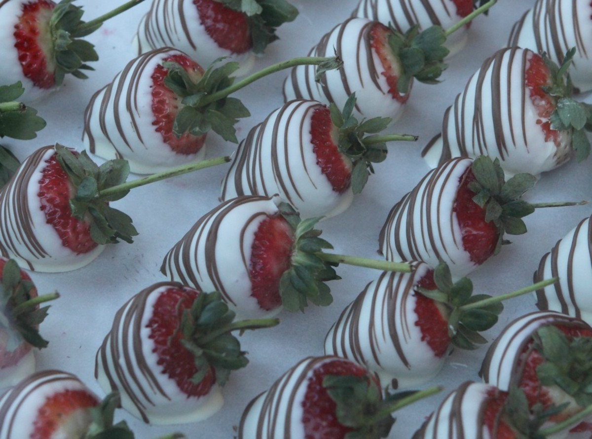 Strawberries dipped in white coating