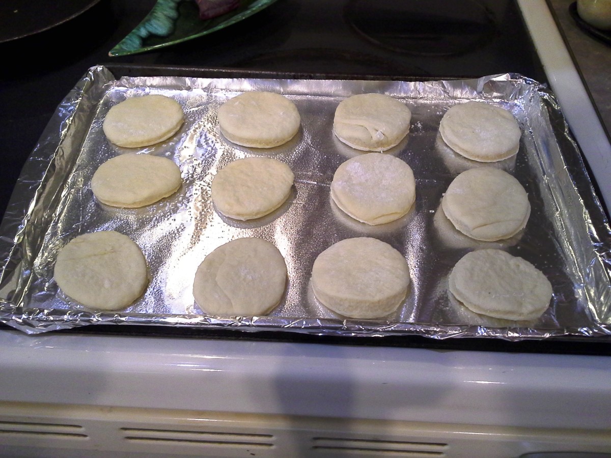 Lay all of your biscuits out on your tray about an inch apart.