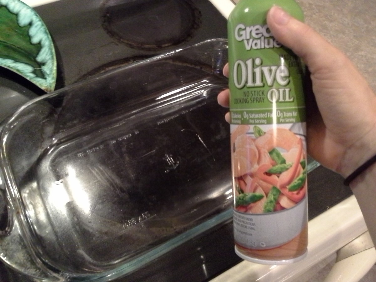 Step One: Preheat your oven and spray your pan with cooking spray