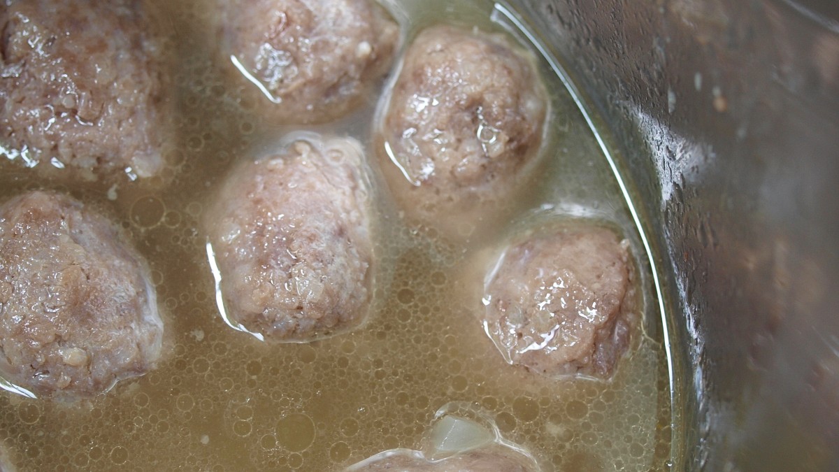 The meatballs after being cooked in the Instant Pot.