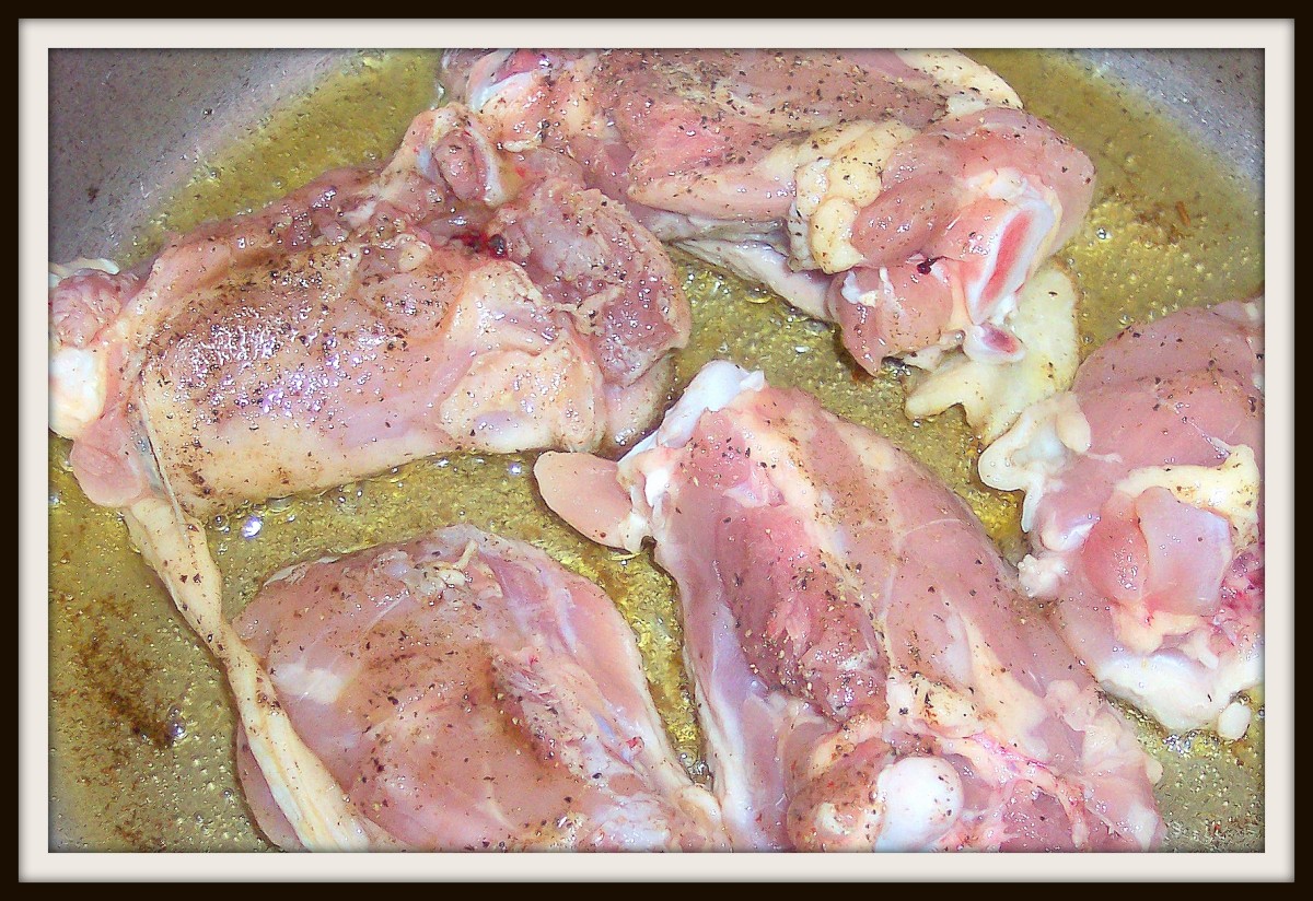 To cook thighs or legs, simply cut up into smaller pieces, sprinkle with a little salt, pepper, and, if desired, sage, then fry in olive oil.