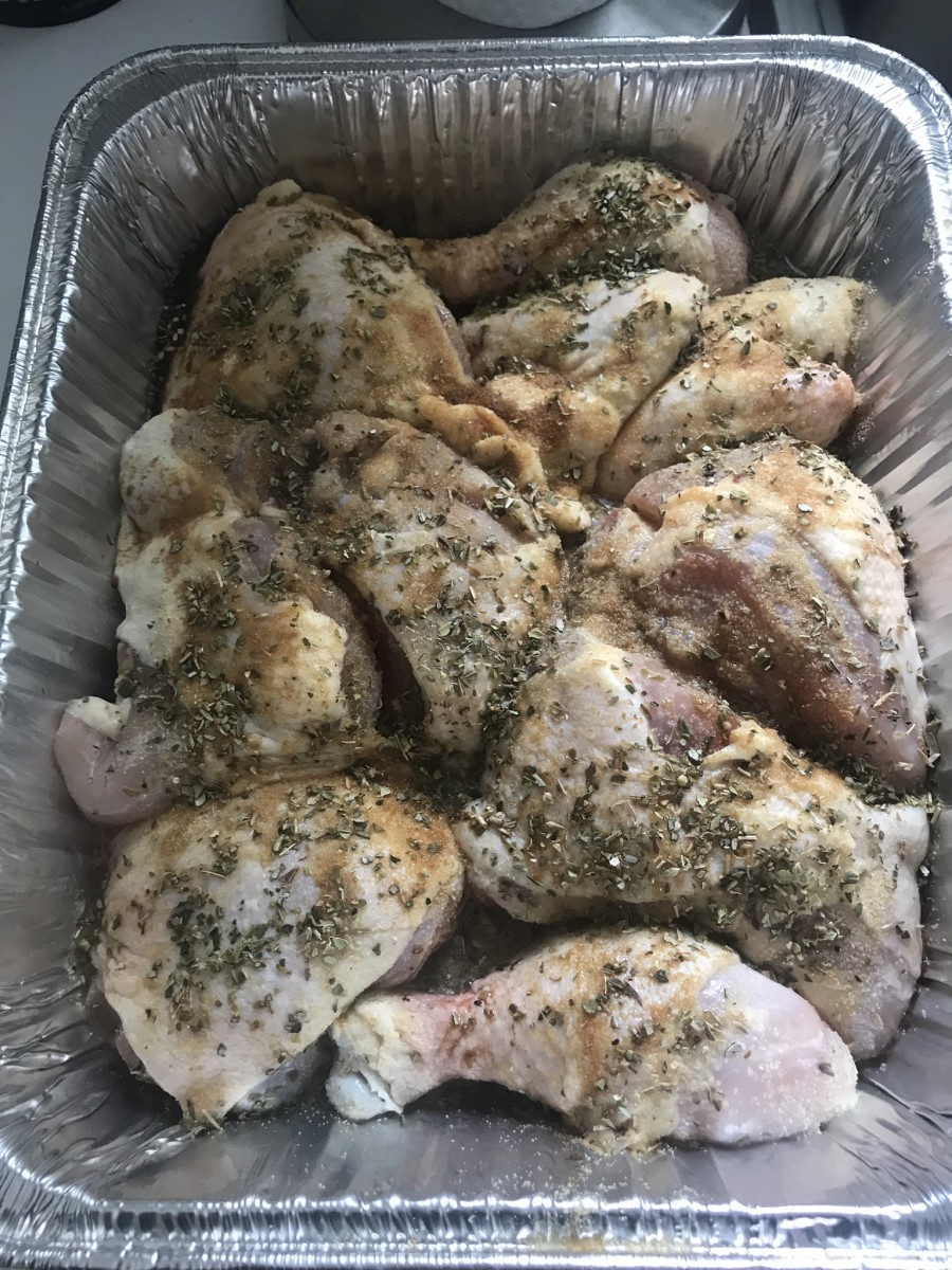 After seasoning, it's ready to go in the oven.