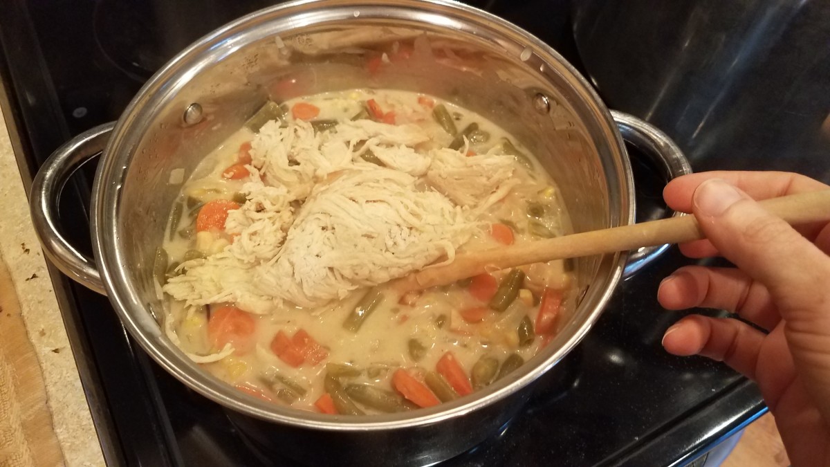Easy Stovetop Chicken Pot Pie Recipe With Quick Biscuits Delishably