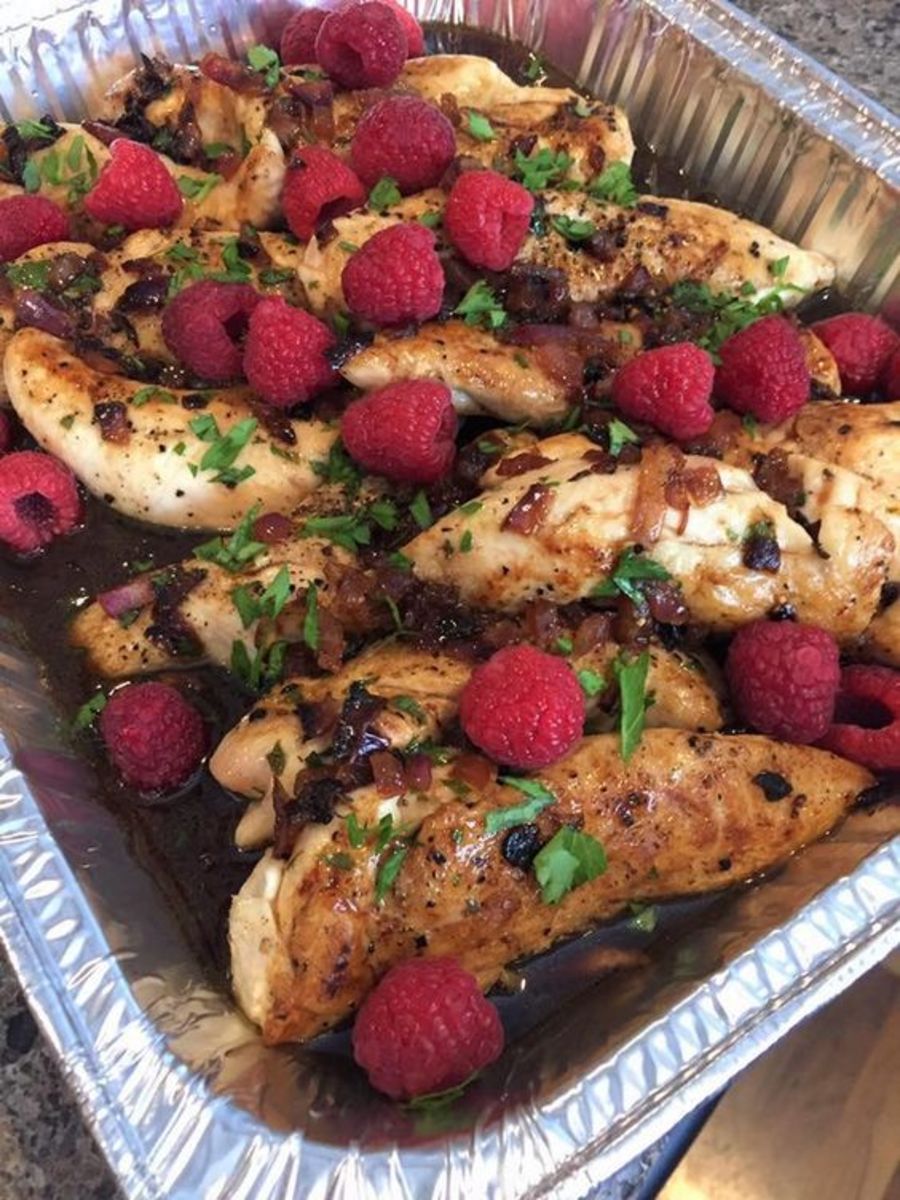 Raspberry Balsamic Glazed Chicken with Toasted Almonds
