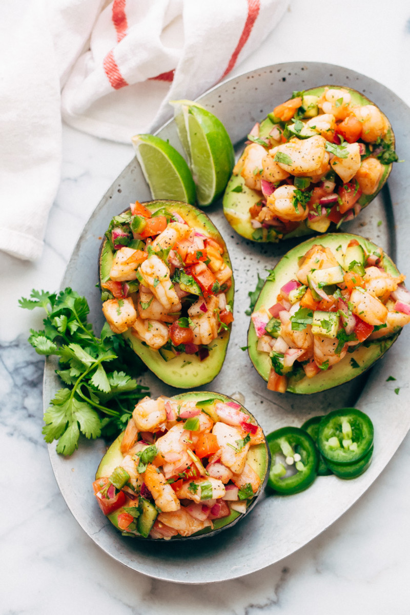 Mexican shrimp cocktail-stuffed avocados