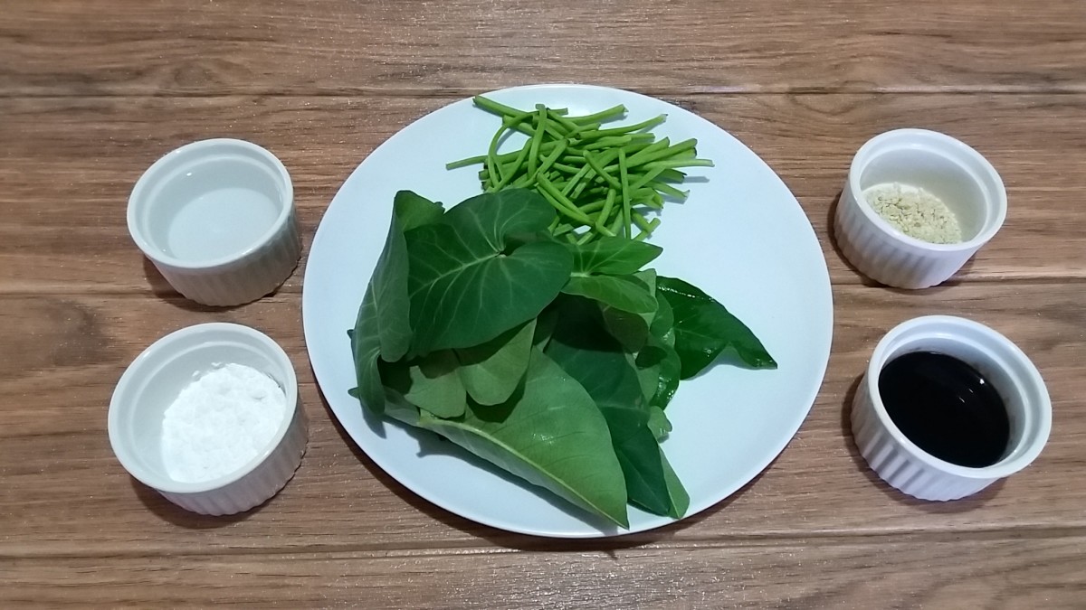 ingredients for water spinach recipe