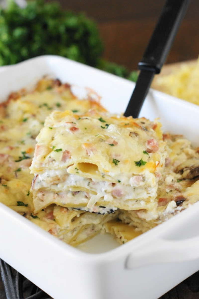 Lasagna with ham and Monterey cheese