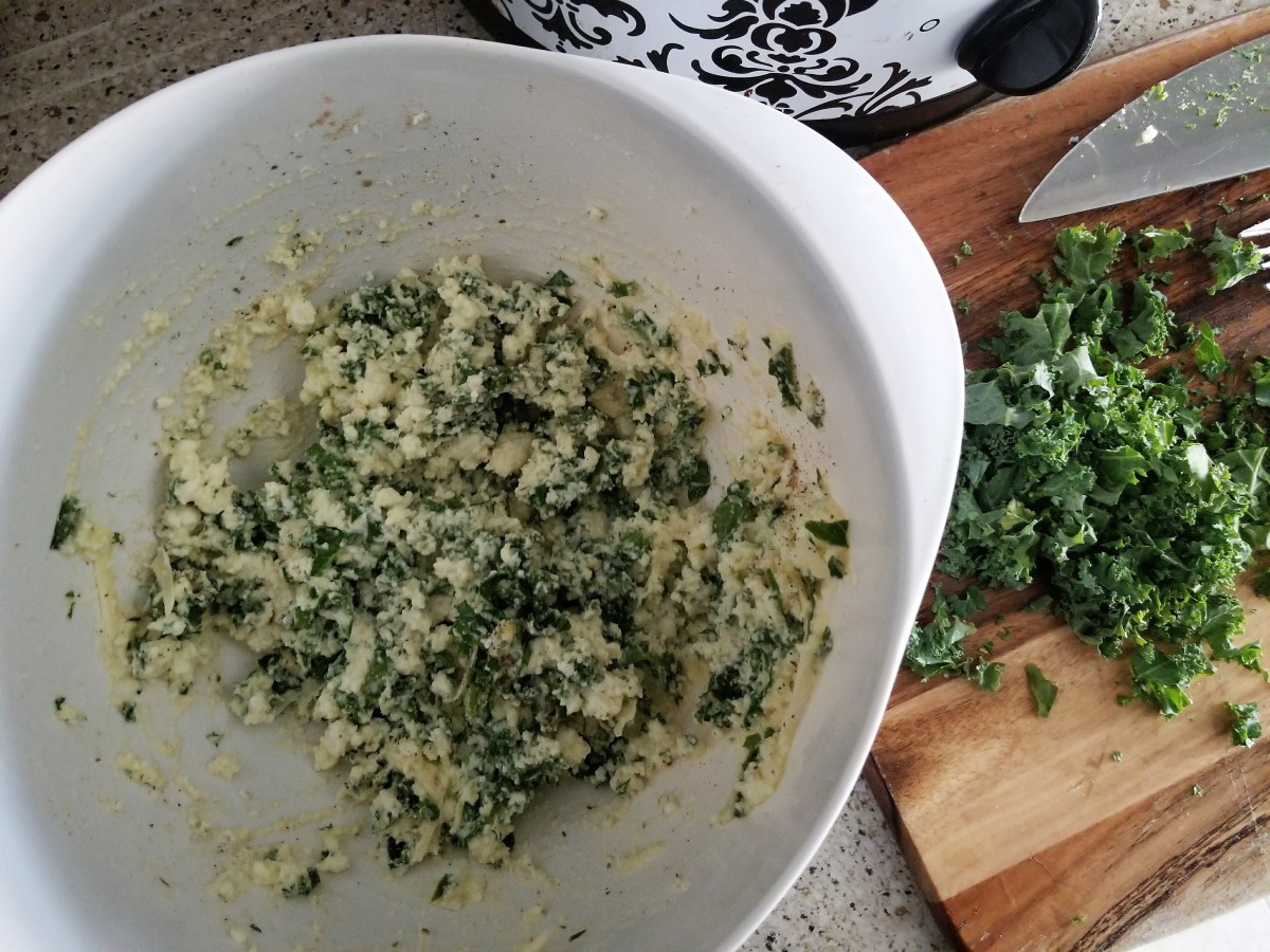 Cheese and kale filling