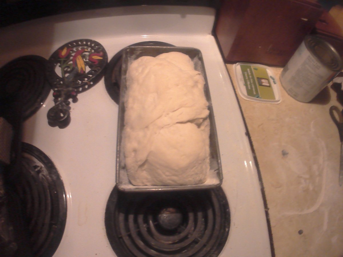 Bread dough after second rising.