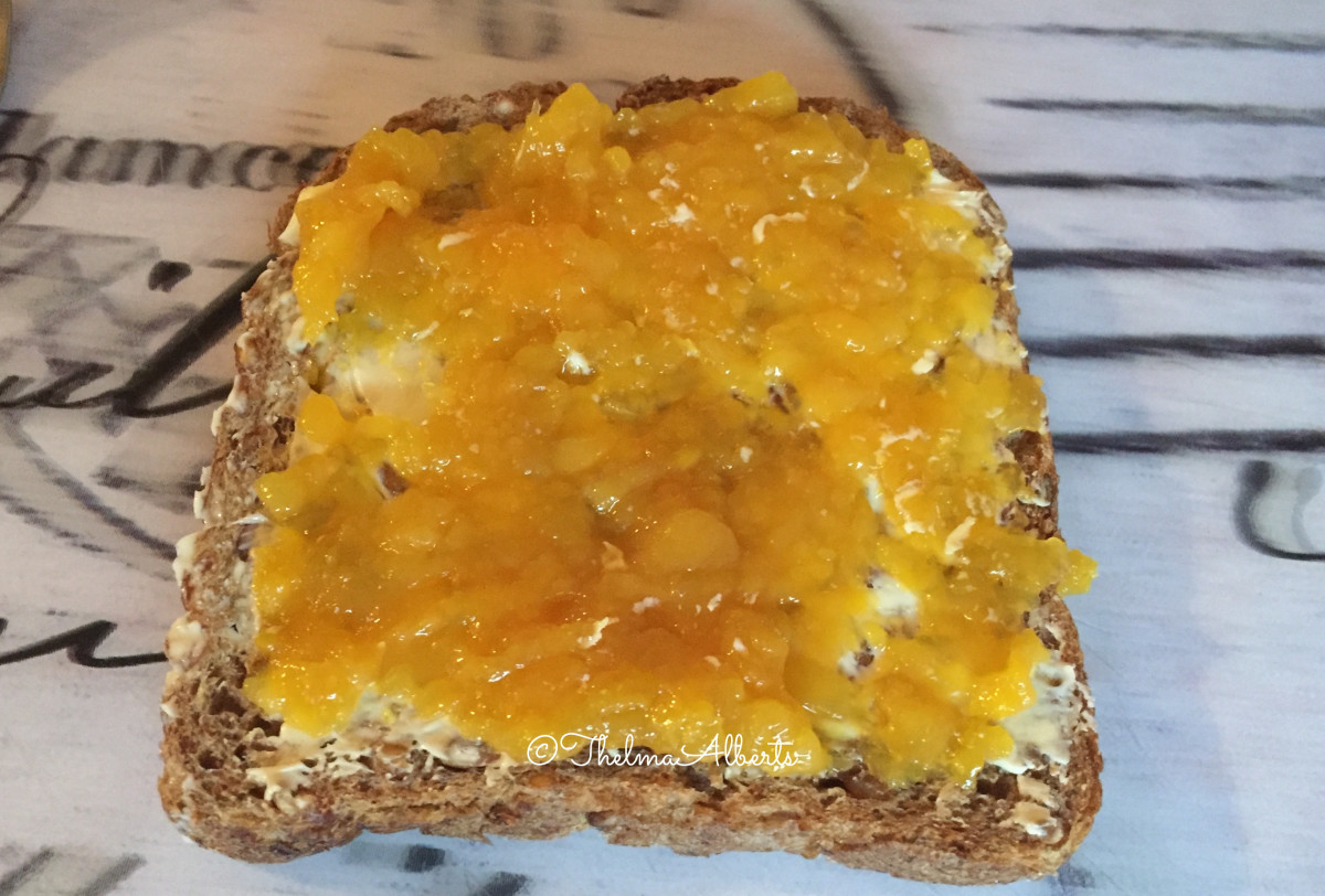 Toast bread with mango jam.