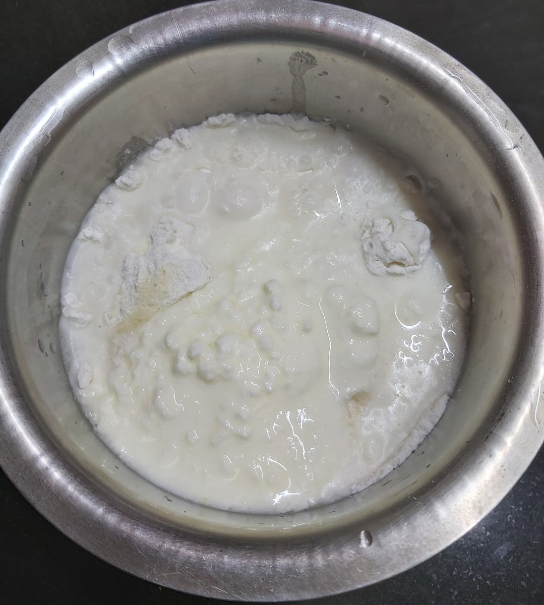 Add the curd and salt to taste (avoid sour curd).