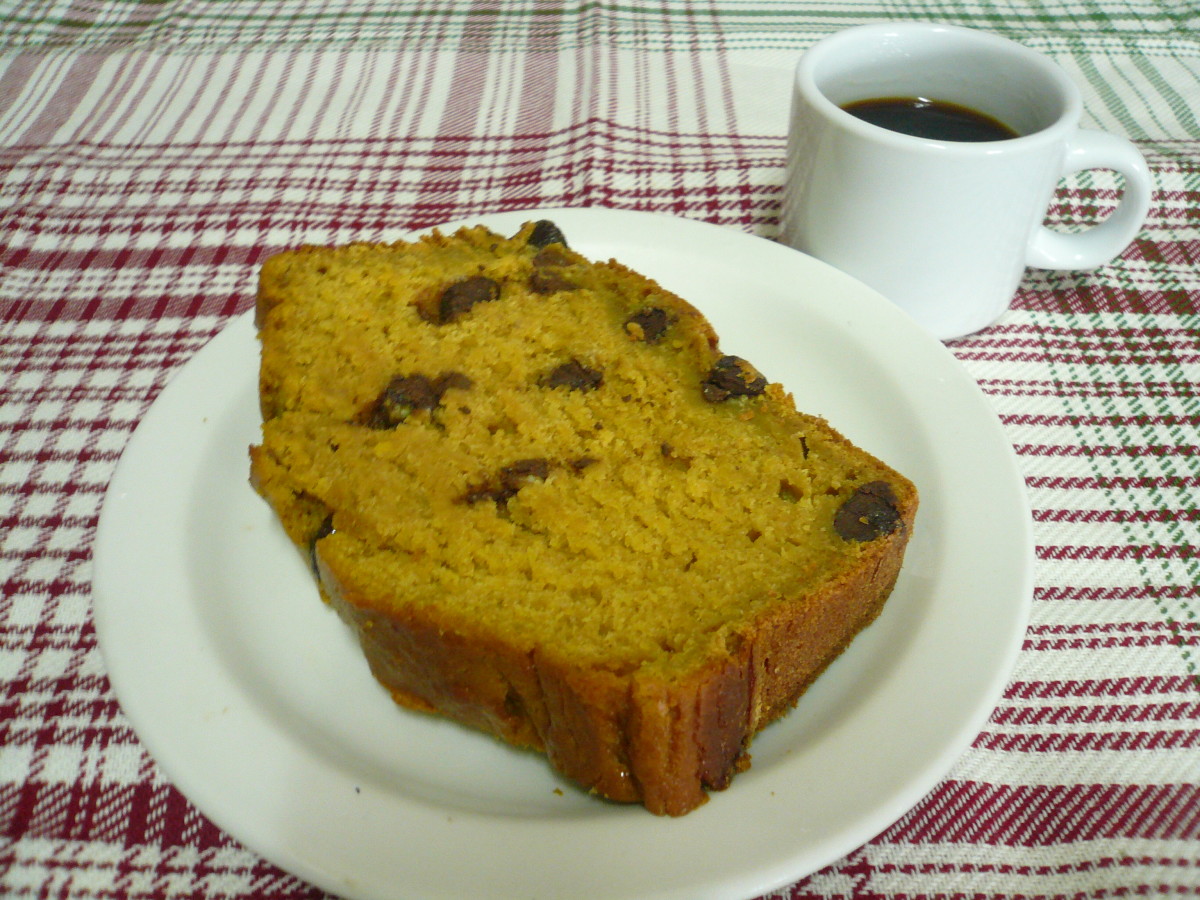 This moist pumpkin bread pairs nicely with a cup of coffee.