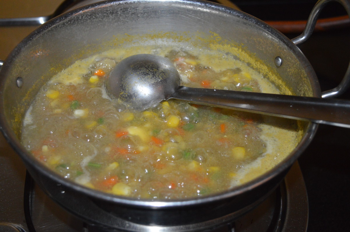 Cook the mixture over medium heat for 6 minutes. Cover the pan for quick cooking.