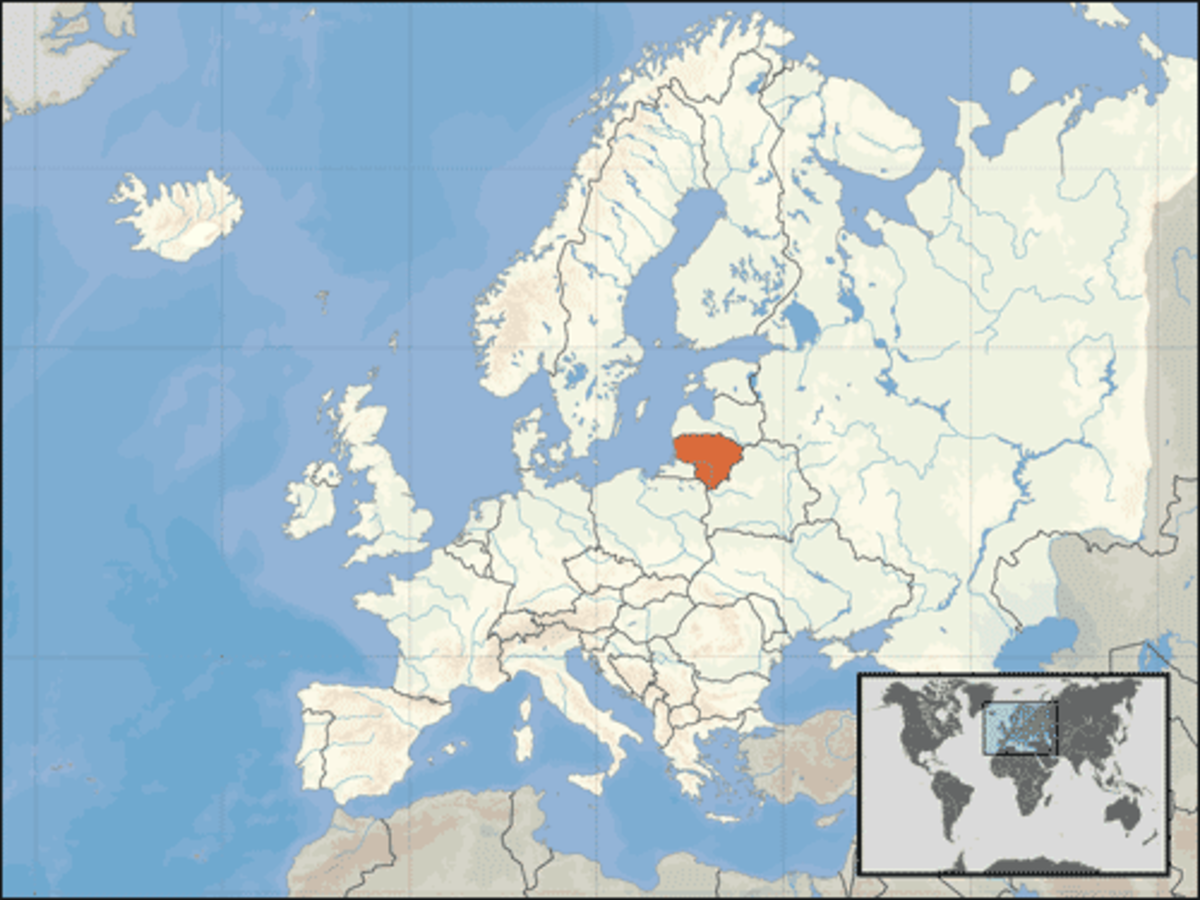 Map of Lithuania - location in Europe
