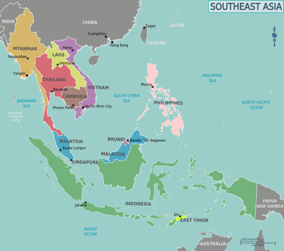 Map of Southeast Asia and its islands