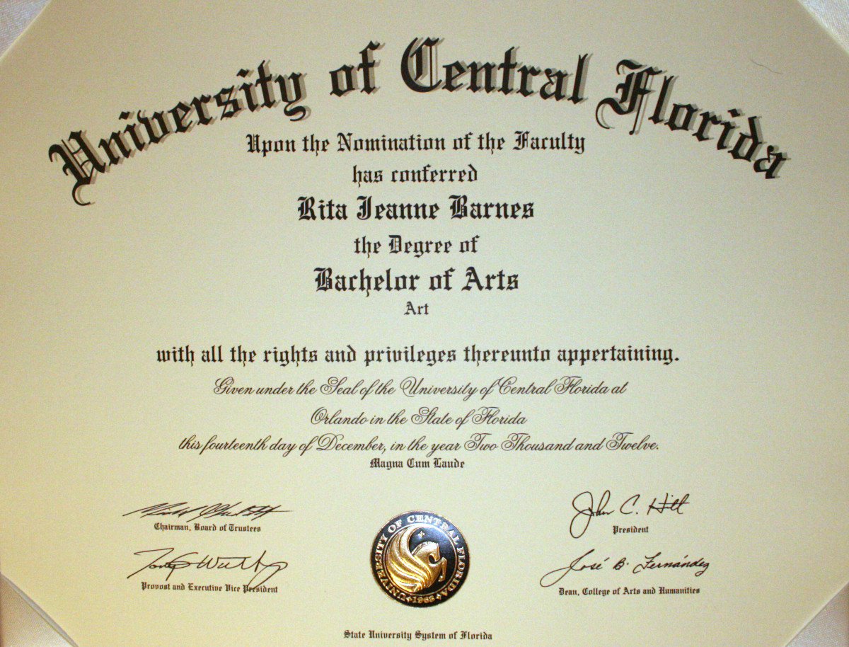 Just for good measure, this is my diploma showing I graduated with honors and a degree in art history.