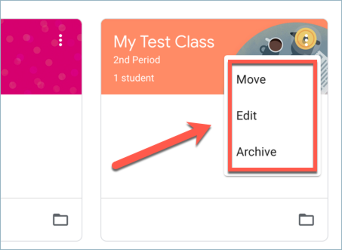 Click the three dots on a class for more options