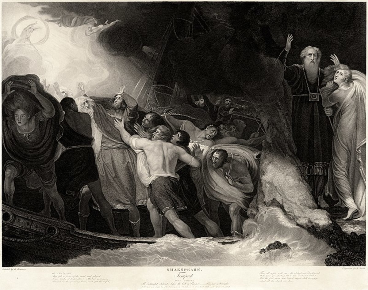 The shipwreck in Act I, Scene 1, in a 1797 engraving by Benjamin Smith after a painting by George Romney