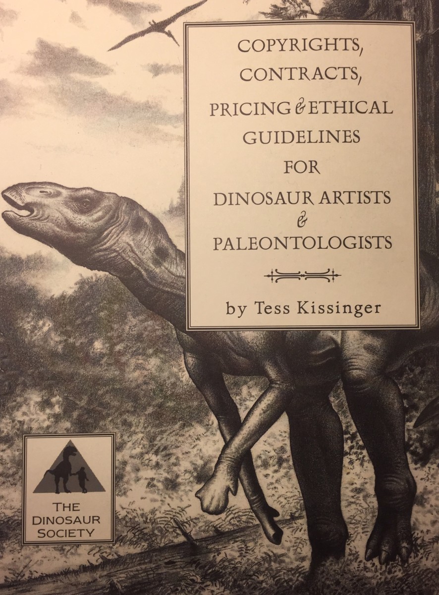 Copyrights, Contracts, Pricing & Ethical Guidelines for Dinosaur Artists and Paleontologists (1996), written by Tess and with a cover by Bob.
