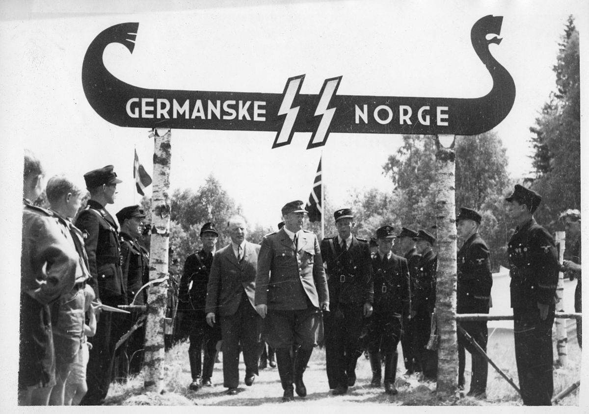 Norwegian politician Vidkun Quisling (centre) allied himself with Hitler and supported the occupation. He was executed for treason after the war.