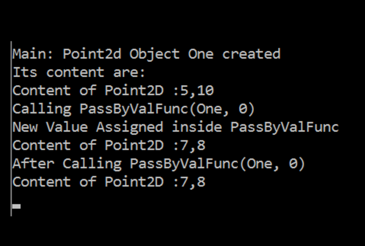 Reference Types Pass-By-Value Output 1
