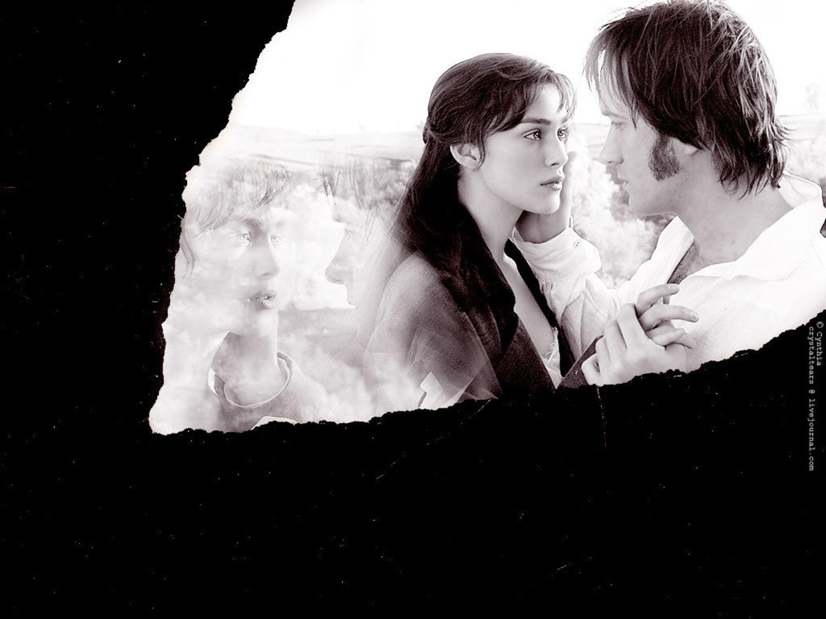 A photo of Keira Knightley and Matthew Macfadyen as Elizabeth and Darcy from the 2005 adaptation of the film. 