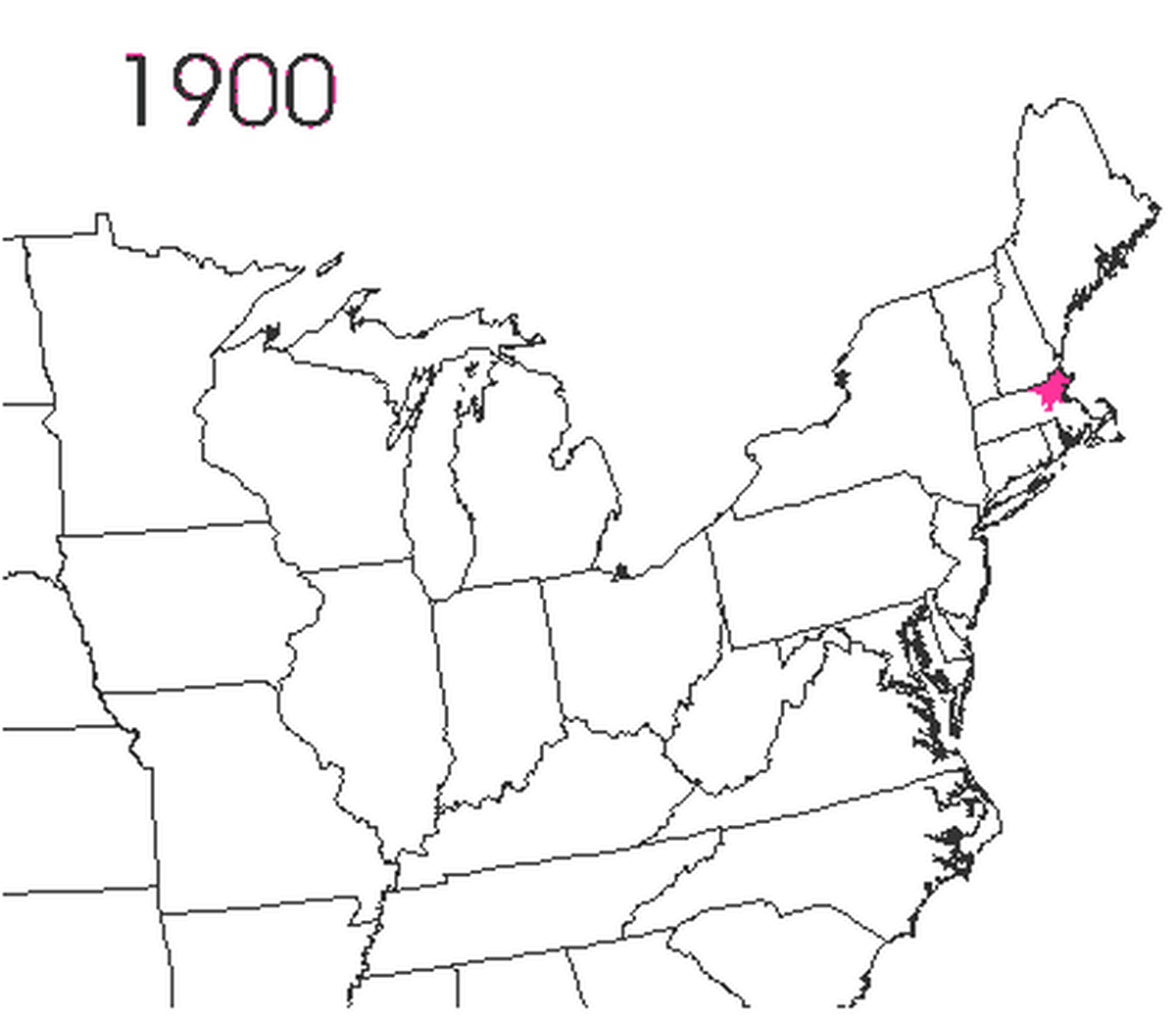 Time lapse showing the spread of the L. dispar caterpillar in the United States