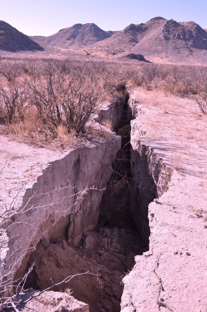 One of the many earth fissures in southeastern Arizona
