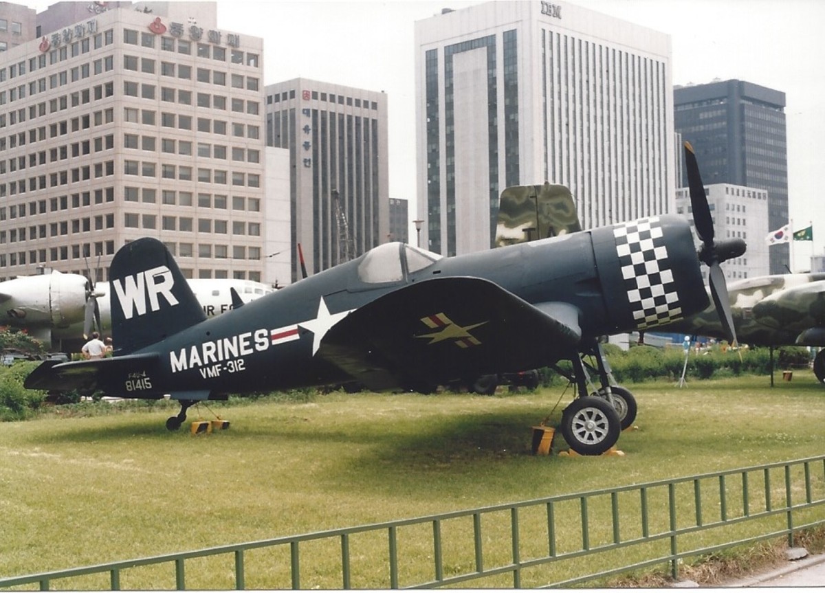 An F4U Corsair in USMC markings. An F4U Corsair in USMC markings.