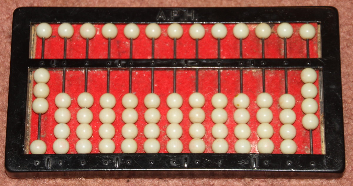 This abacus shows the simple fraction ¾.