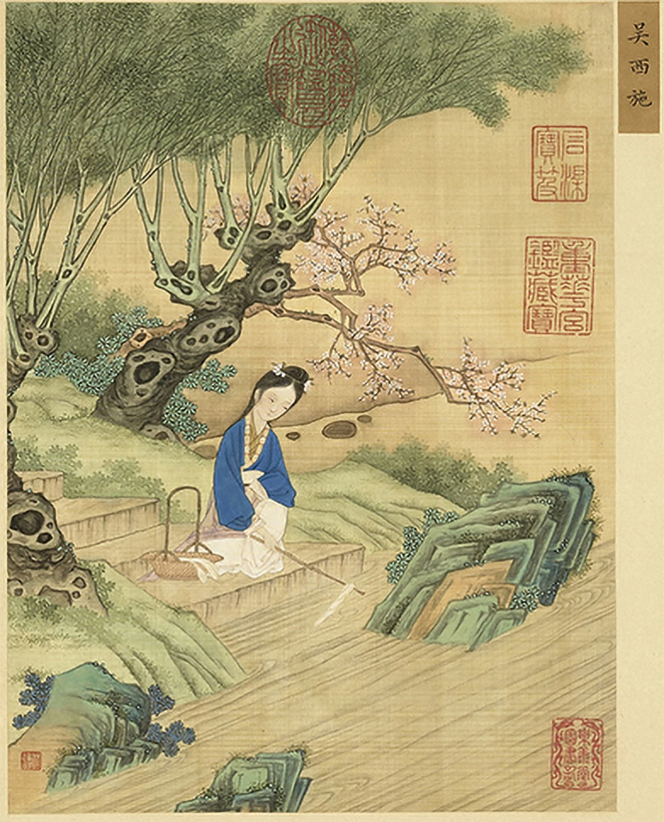 中国艺术收藏《聚美瑰宝》中对西施的古典描绘。