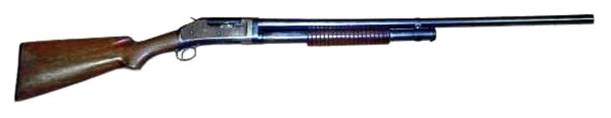 Winchester Model 1897 Pump-Action Shotgun. Original, civilian version.