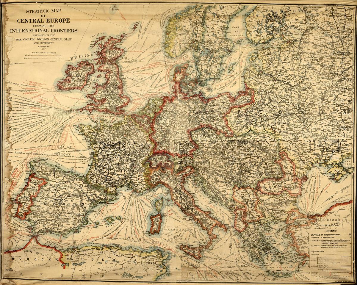 A strategic map of central Europe from 1917.