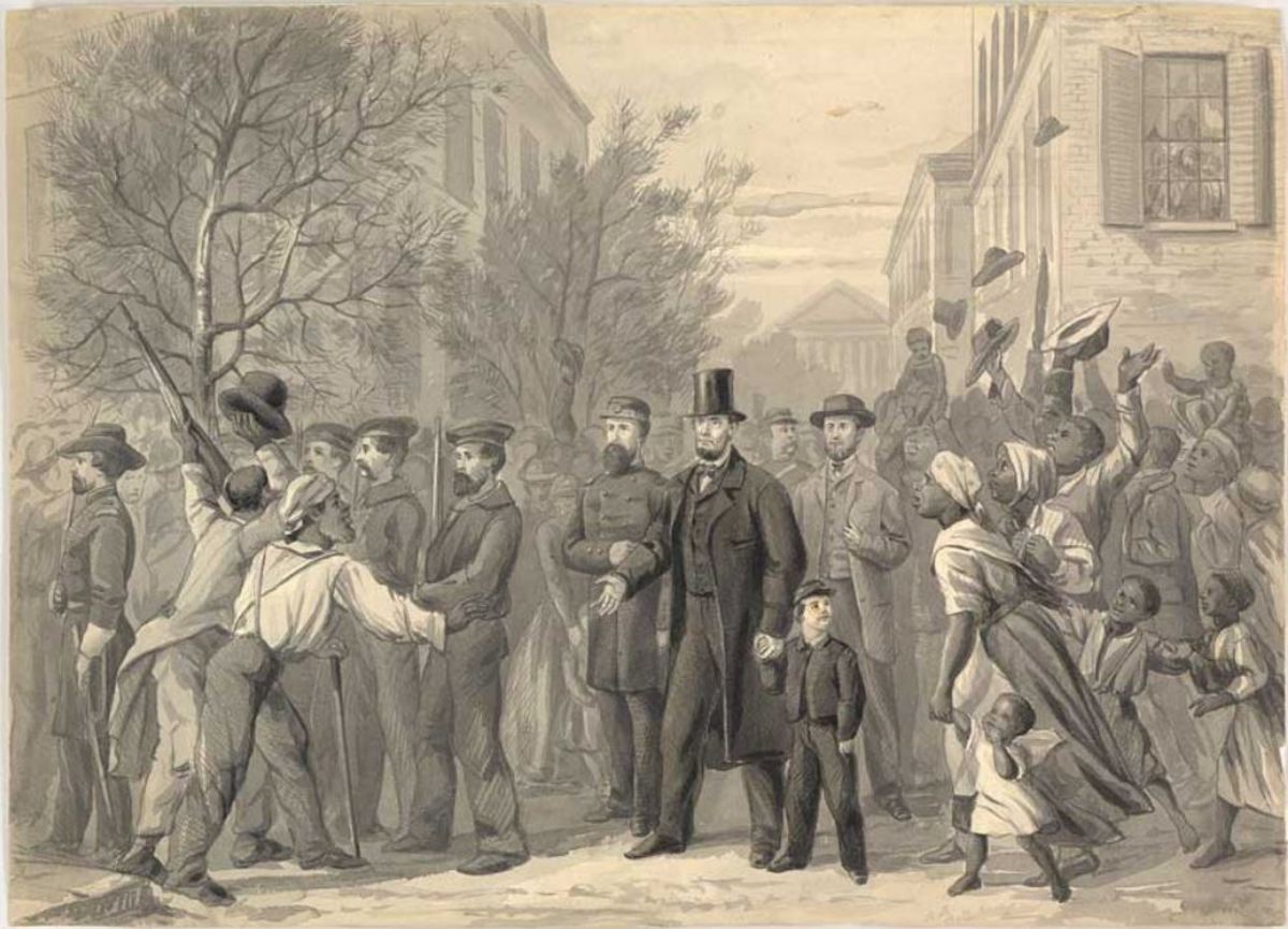 "Lincoln in Richmond" drawn on site in 1865 by Lambert Hollis
