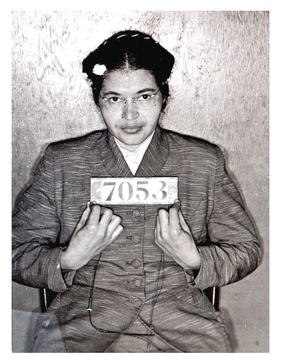 Rosa Parks booking photo following her February 1956 arrest during the Montgomery Bus Boycott.  The boycott lasted for 381 days and was only discontinued when the city repealed its segregation law.
