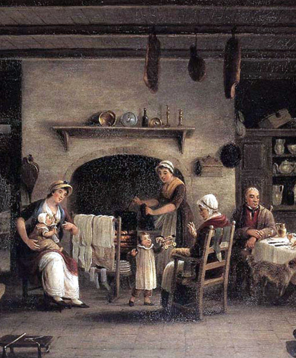 Inside view of a peasant's cottage, by John George Mulvany.