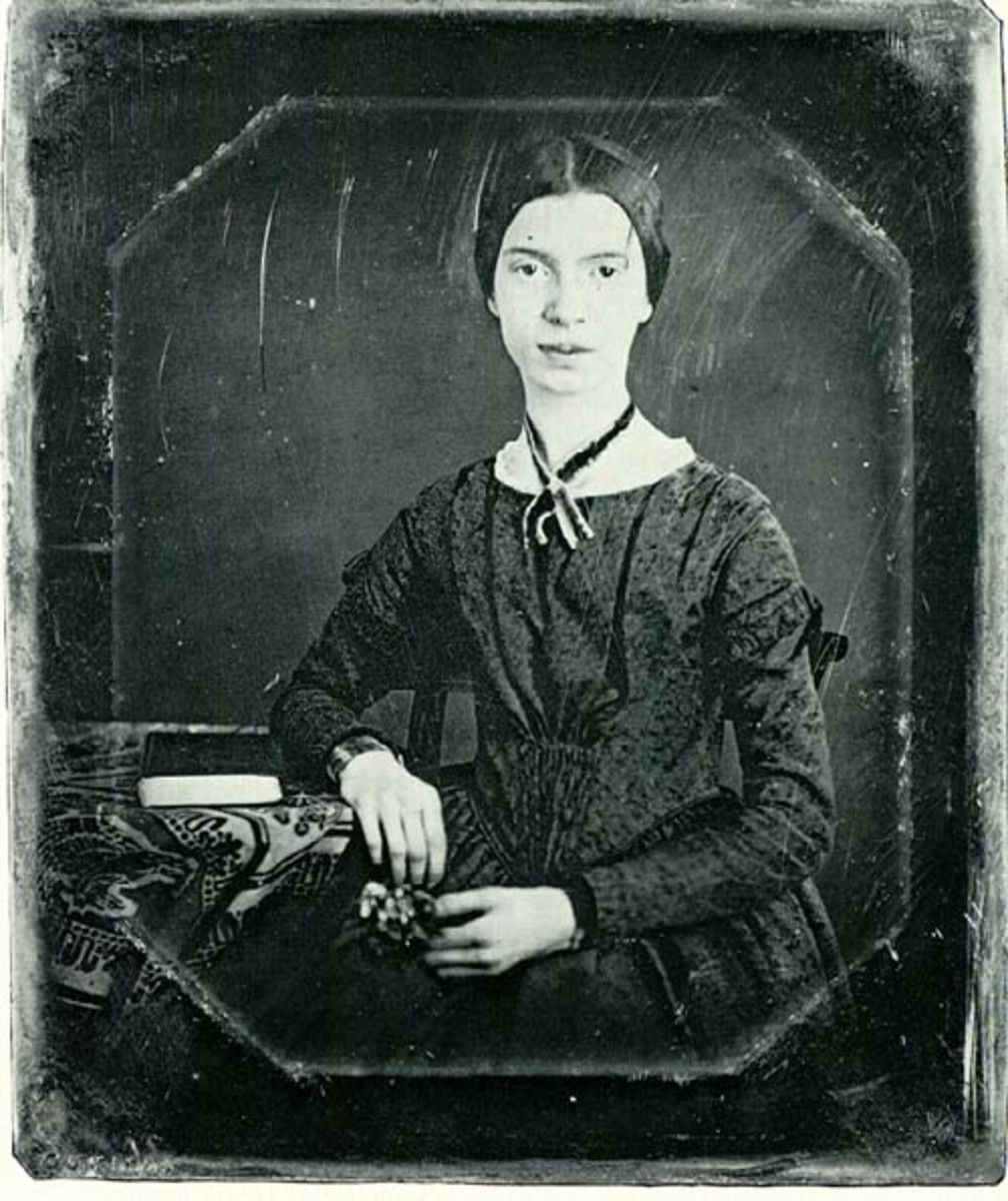 Emily Dickinson at 17.  This daguerreotype is likely the only extant, authentic image of the poet.