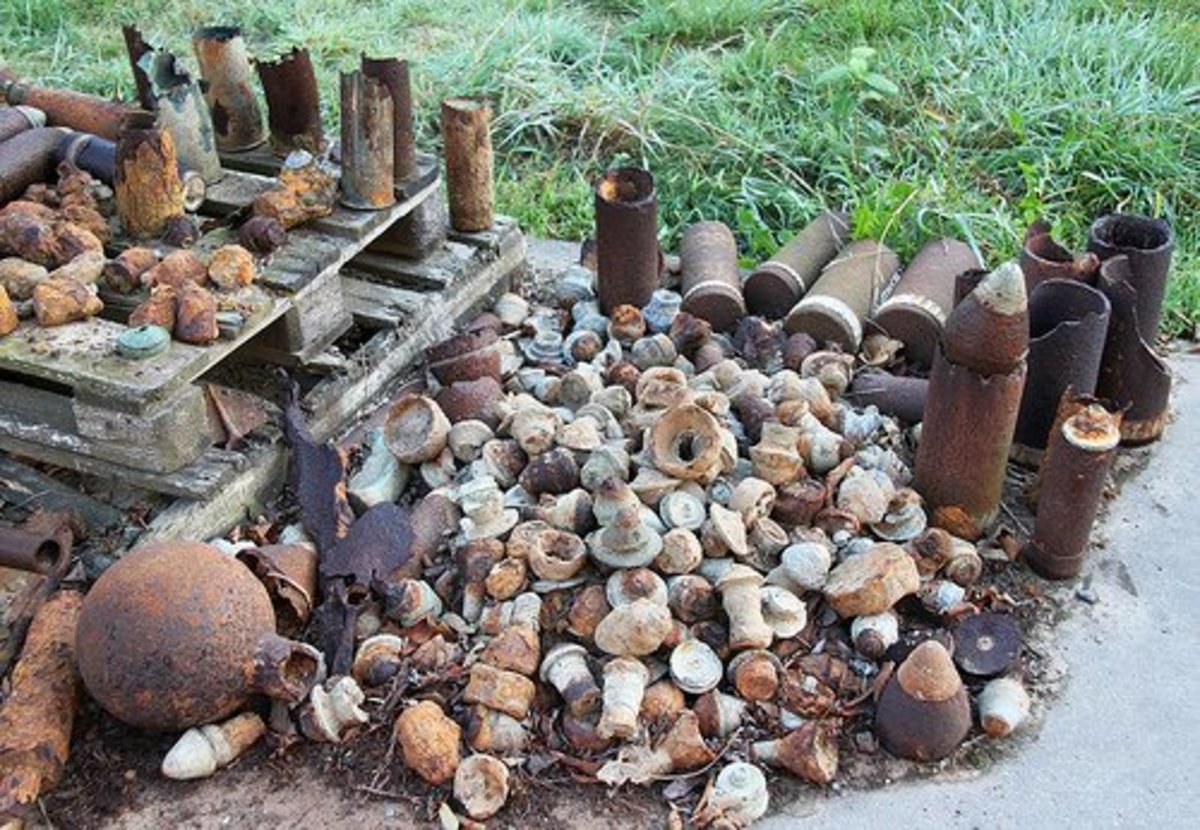 Piles of shells both French and German recovered during the Iron Harvest. 
