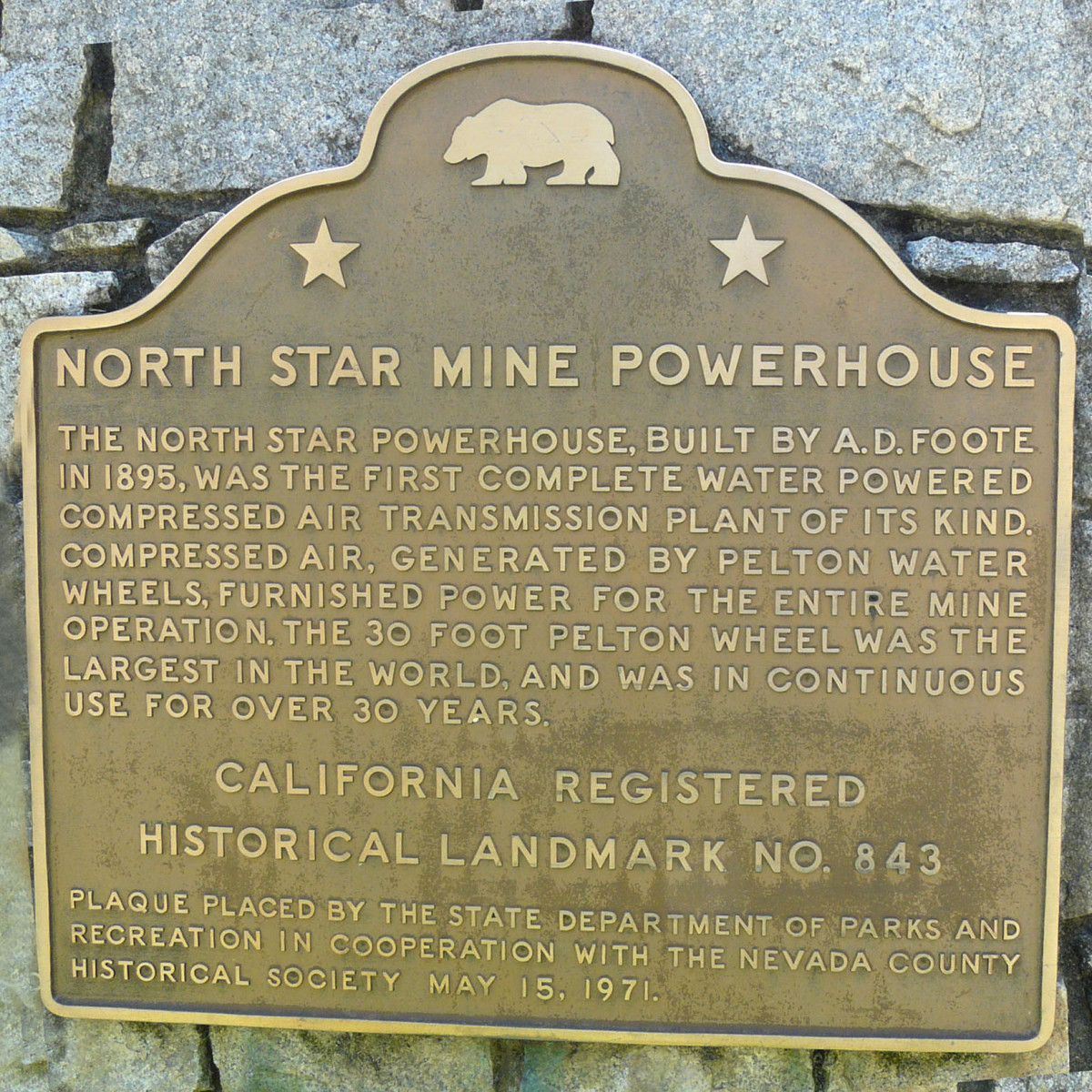 Plaque on front of the Northstar Mining Museum