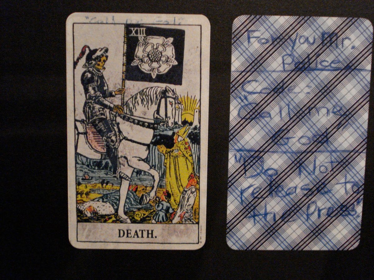 The tarot death card with ''Call Me God'' inscribed at the top was one of the first messages to police sent by the snipers.