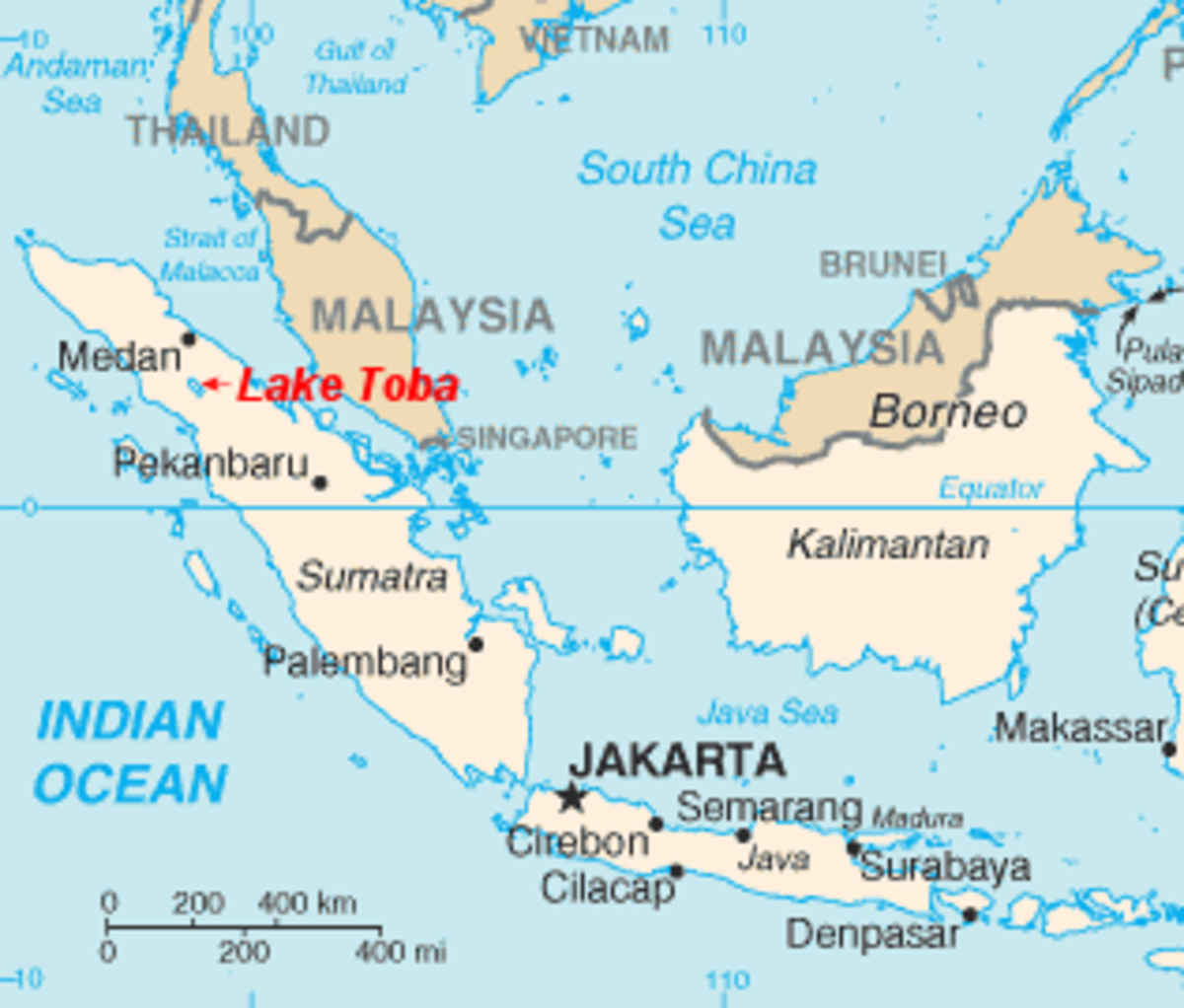 Map location of Lake Toba eruption