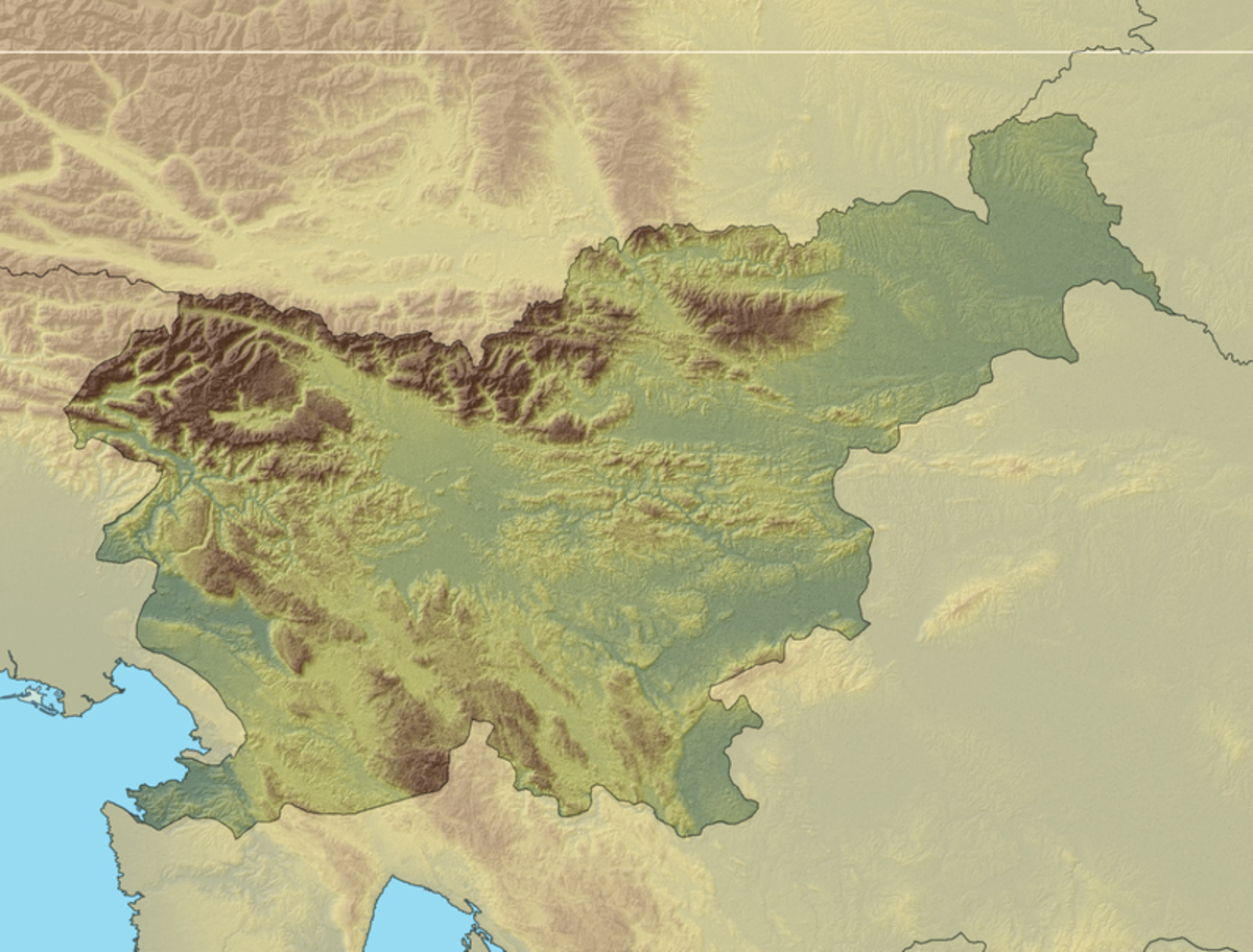 Relief map of Slovenia